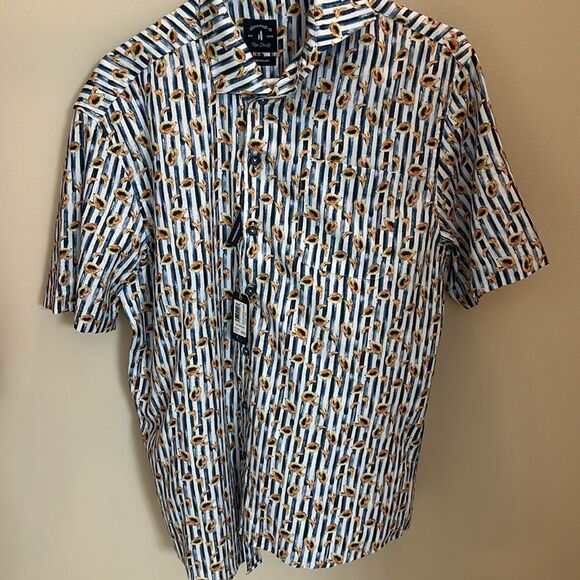 NWT Johnnie-O Jenner Top Shelf Button Up Shirt in color Lake Medium - Picture 5 of 7